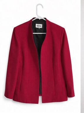 Kasper Magenta Open Front Blazer Jacket Lined Career Dressy Womens